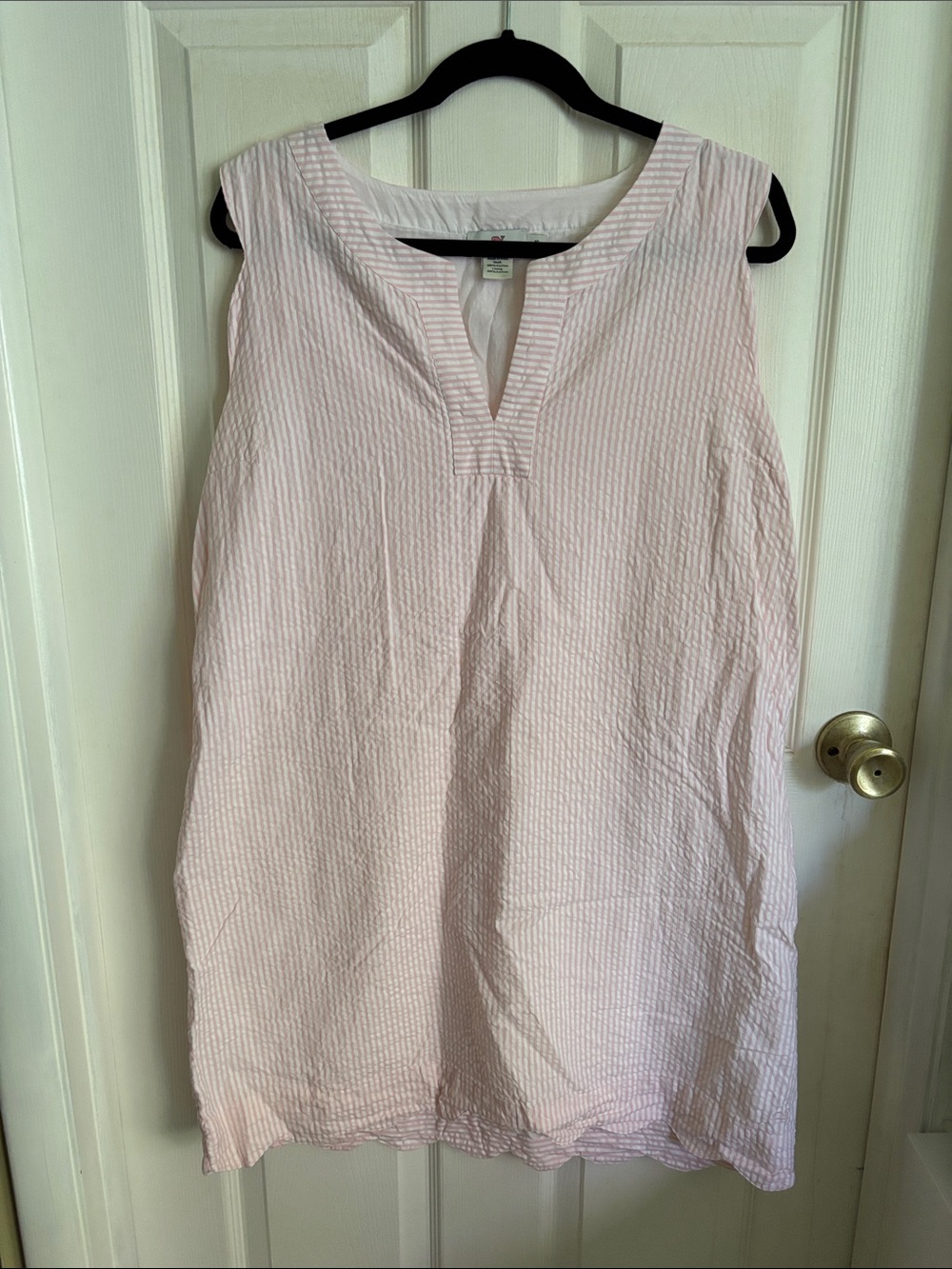 Vineyard Vines Pink Seersucker Sleeveless Shift Dress